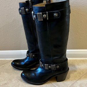 Frye Women's "Carmen Multi-Rings" Women's Tall Black Boot. RARE